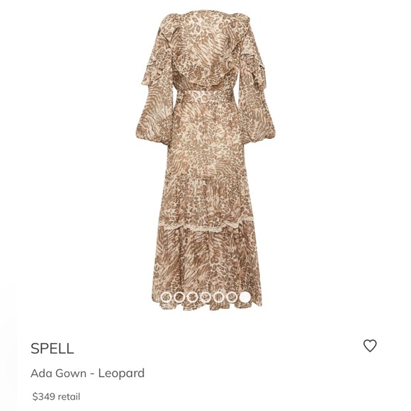 Spell & The Gypsy Leopard Print button detail ruffledAda Gown Size XSmall Boho - Picture 3 of 16